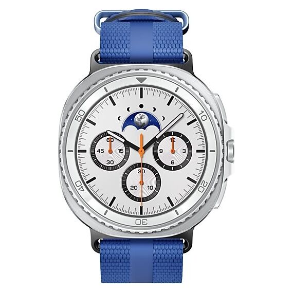 Galaxy Watch 8 Classic | 46 мм | White | Athleisure/Blue | M/L, Тип ремешка : Athleisure, Размер корпуса : 46 мм, Цвет: White, Цвет ремешка: Blue, Размер ремешка : M/L, Подключение часов : Bluetooth / Wi-Fi, изображение 3